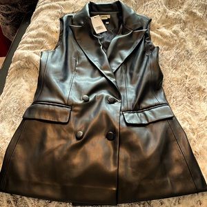 JASON WU Women’s Size Medium Leather Vest Black Double Breasted
